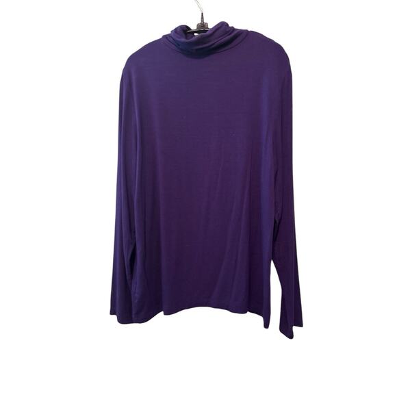 Chicos Top Turtle Neck Sz 1 Purple Womens Rayon Blend Long Sleeves Stretch - Picture 2 of 2